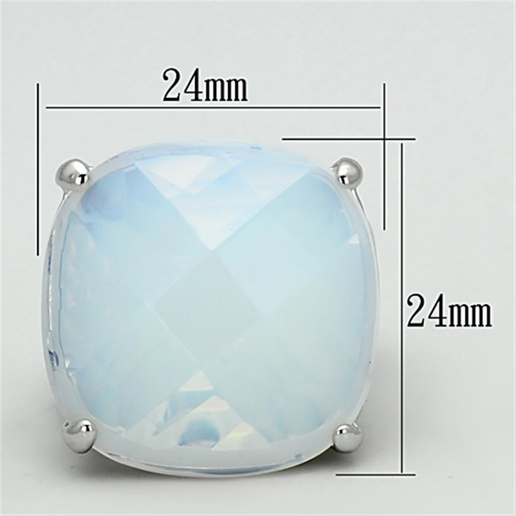 LOA910 Rhodium Brass Ring with Synthetic in Aurora Borealis (Rainbow Effect) - Joyeria Lady