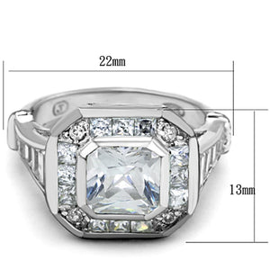 LOS267 - Rhodium 925 Sterling Silver Ring with AAA Grade CZ  in Clear