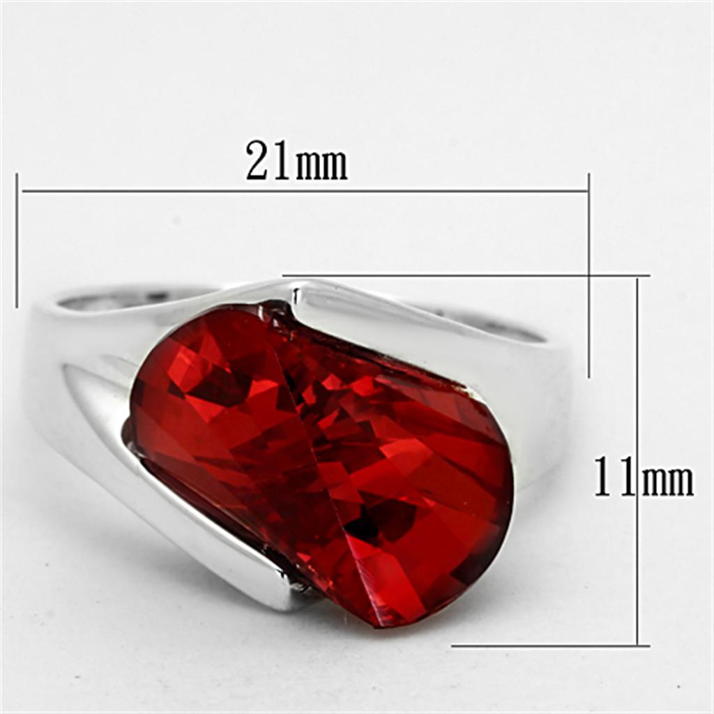 LOS640 - Silver 925 Sterling Silver Ring with AAA Grade CZ  in Garnet - Joyeria Lady