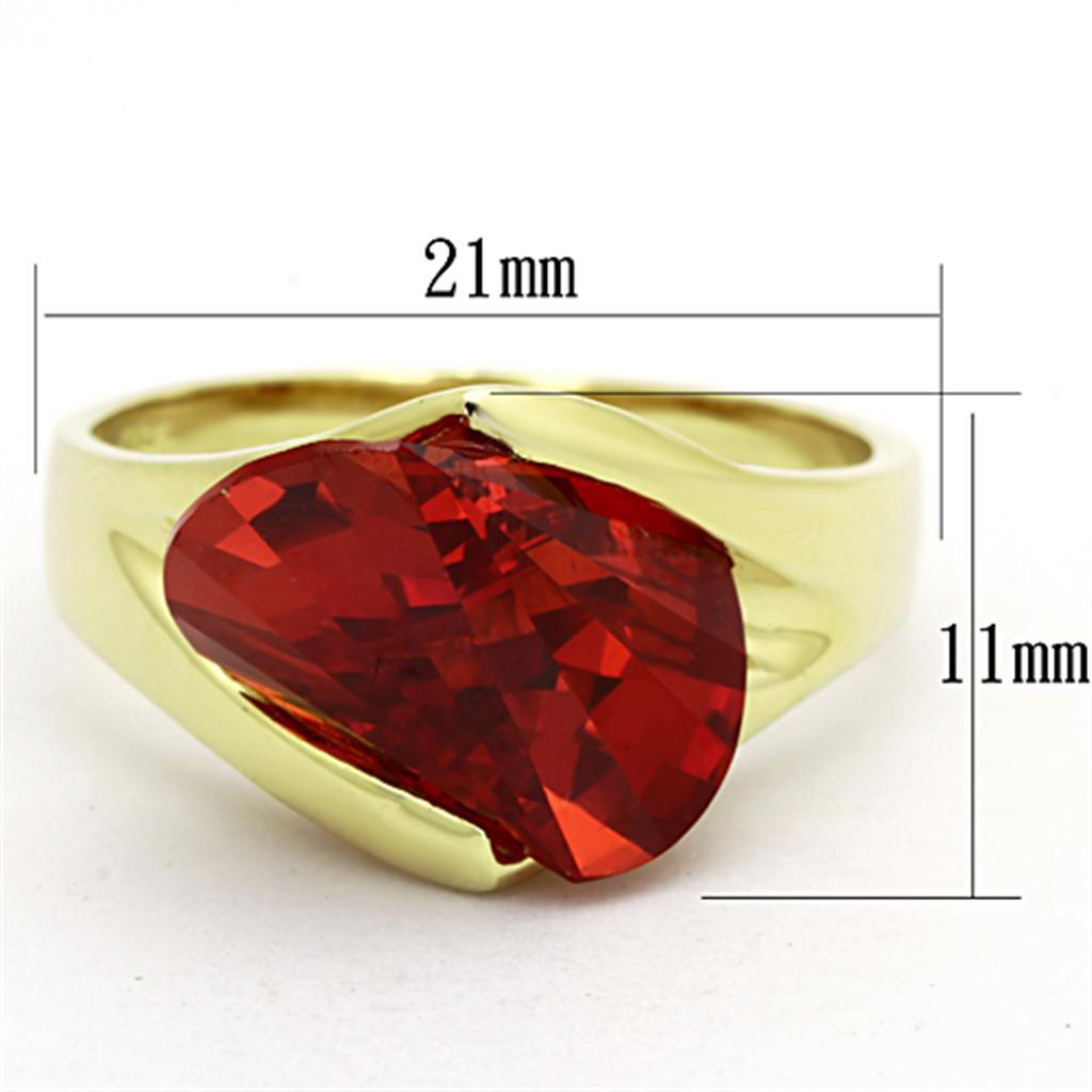 LOS641 - Gold 925 Sterling Silver Ring with AAA Grade CZ  in Garnet - Joyeria Lady