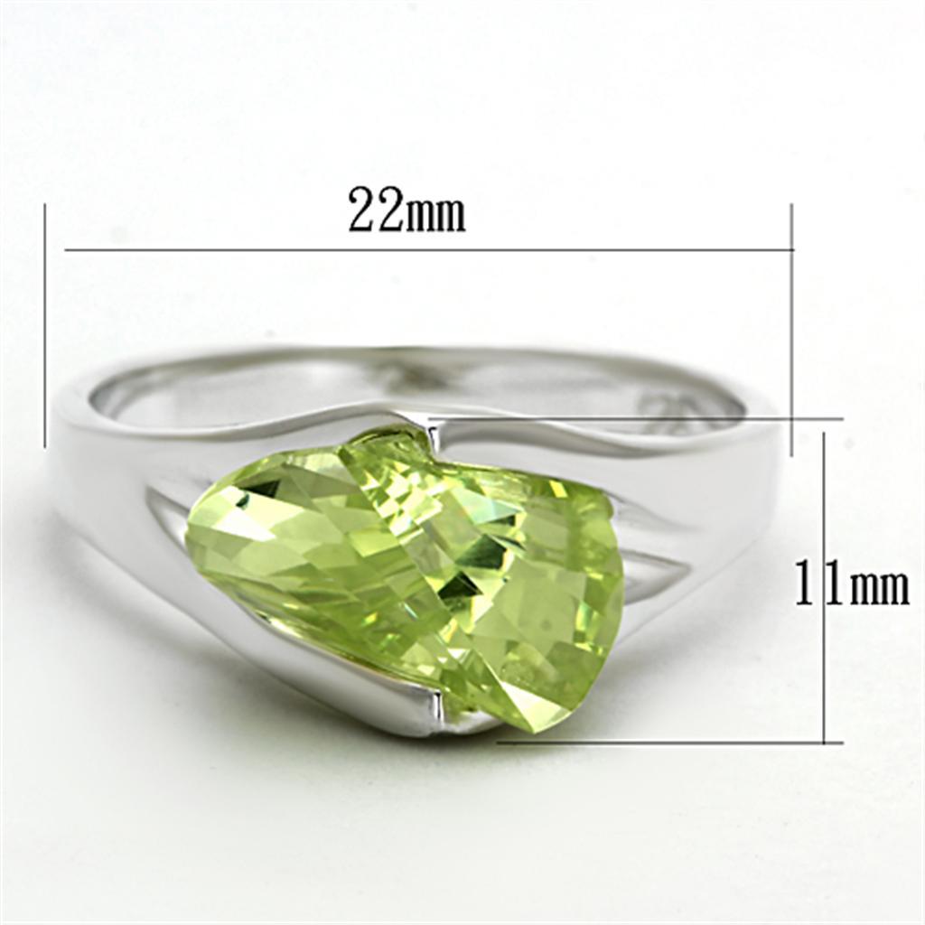 LOS646 - Silver 925 Sterling Silver Ring with AAA Grade CZ  in Apple Green color - Joyeria Lady