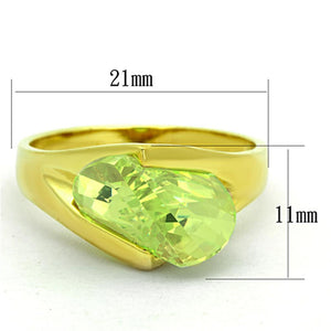 LOS647 - Gold 925 Sterling Silver Ring with AAA Grade CZ  in Apple Green color