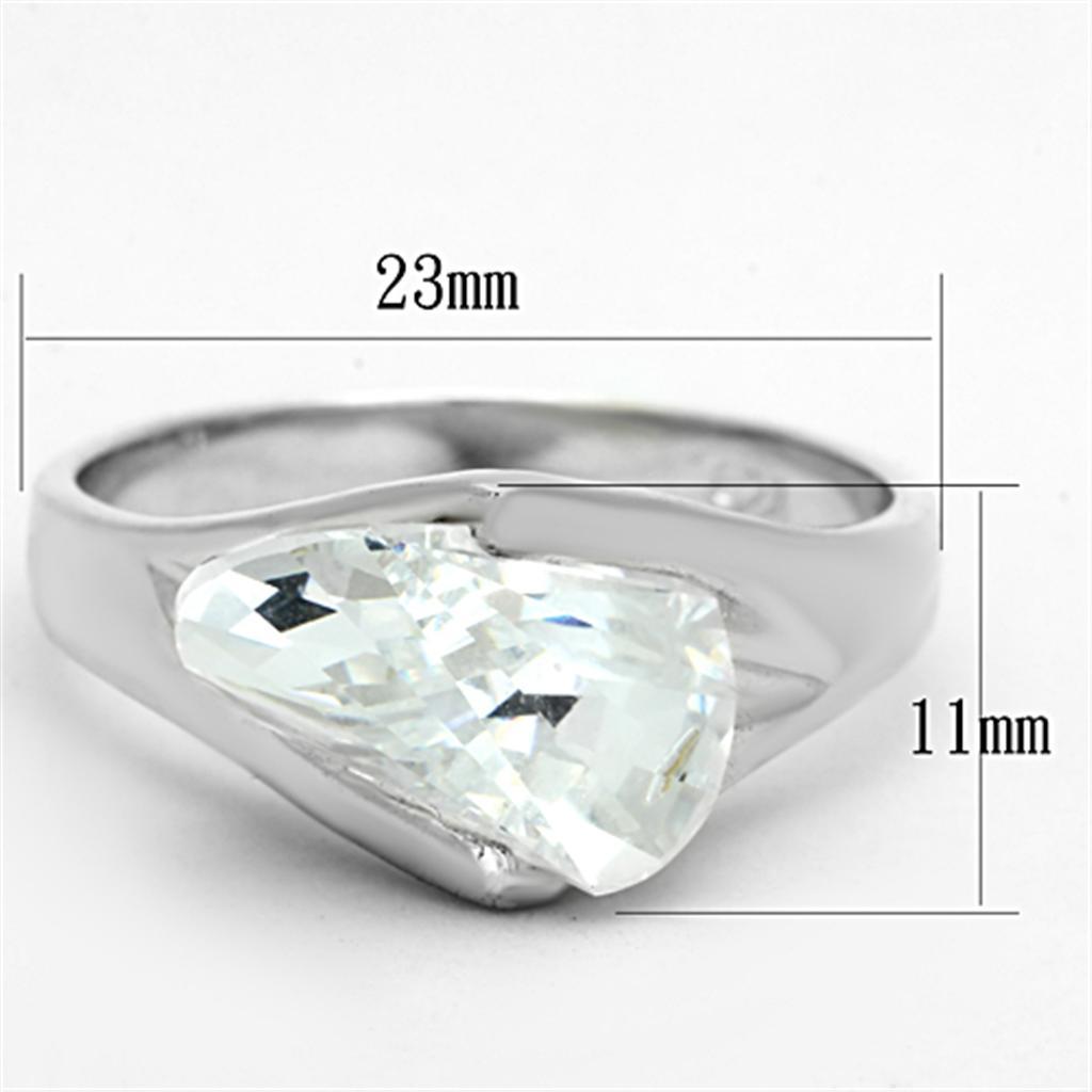 LOS650 - Silver 925 Sterling Silver Ring with AAA Grade CZ  in Clear - Joyeria Lady