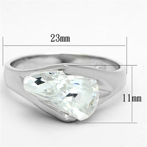 LOS650 - Silver 925 Sterling Silver Ring with AAA Grade CZ  in Clear