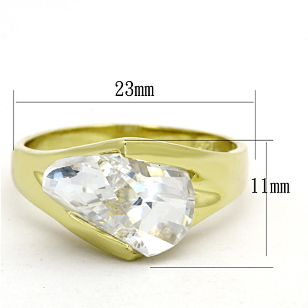 LOS651 - Gold 925 Sterling Silver Ring with AAA Grade CZ  in Clear - Joyeria Lady