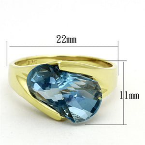 LOS653 - Gold 925 Sterling Silver Ring with Synthetic Spinel in Sea Blue