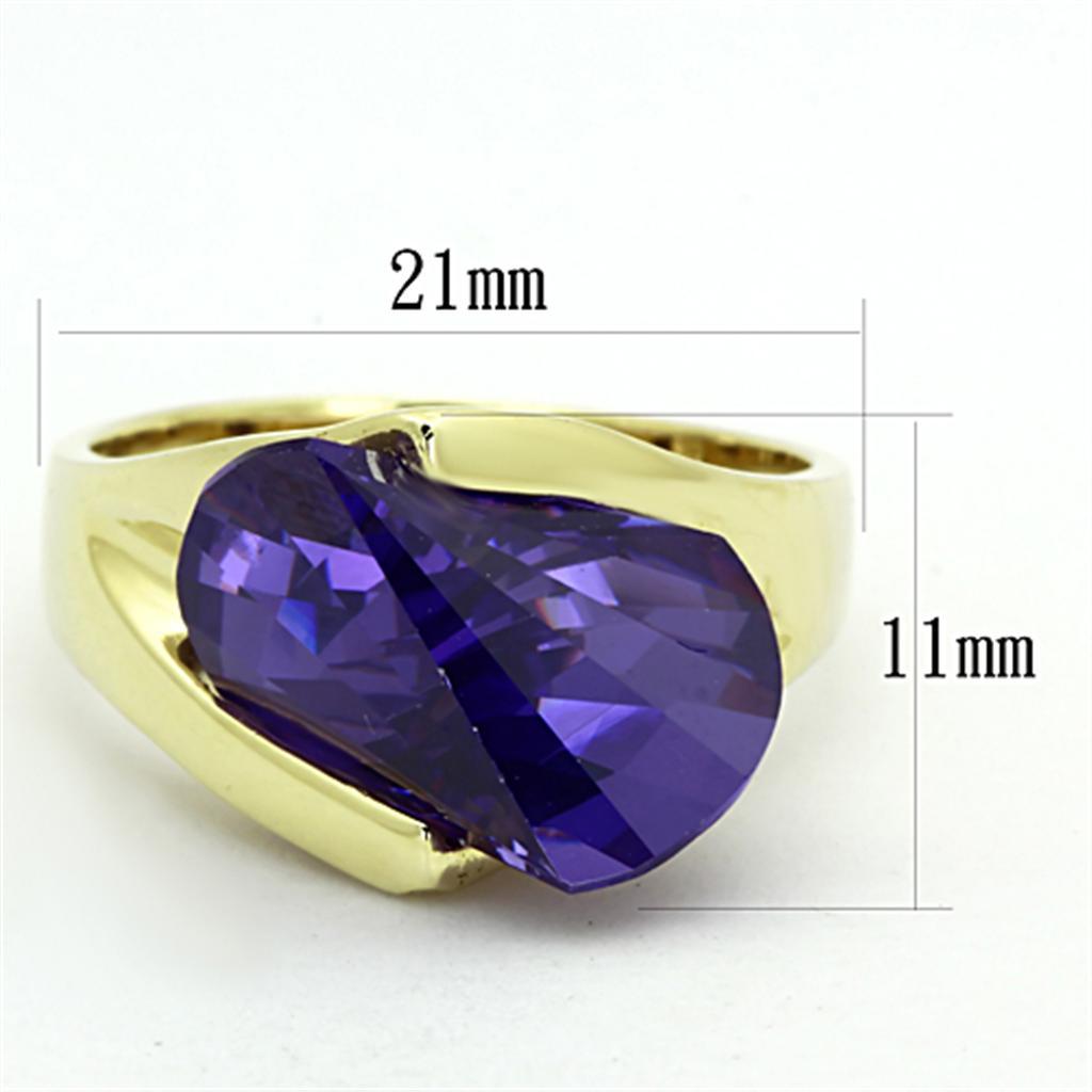 LOS656 - Gold 925 Sterling Silver Ring with AAA Grade CZ  in Tanzanite - Joyeria Lady