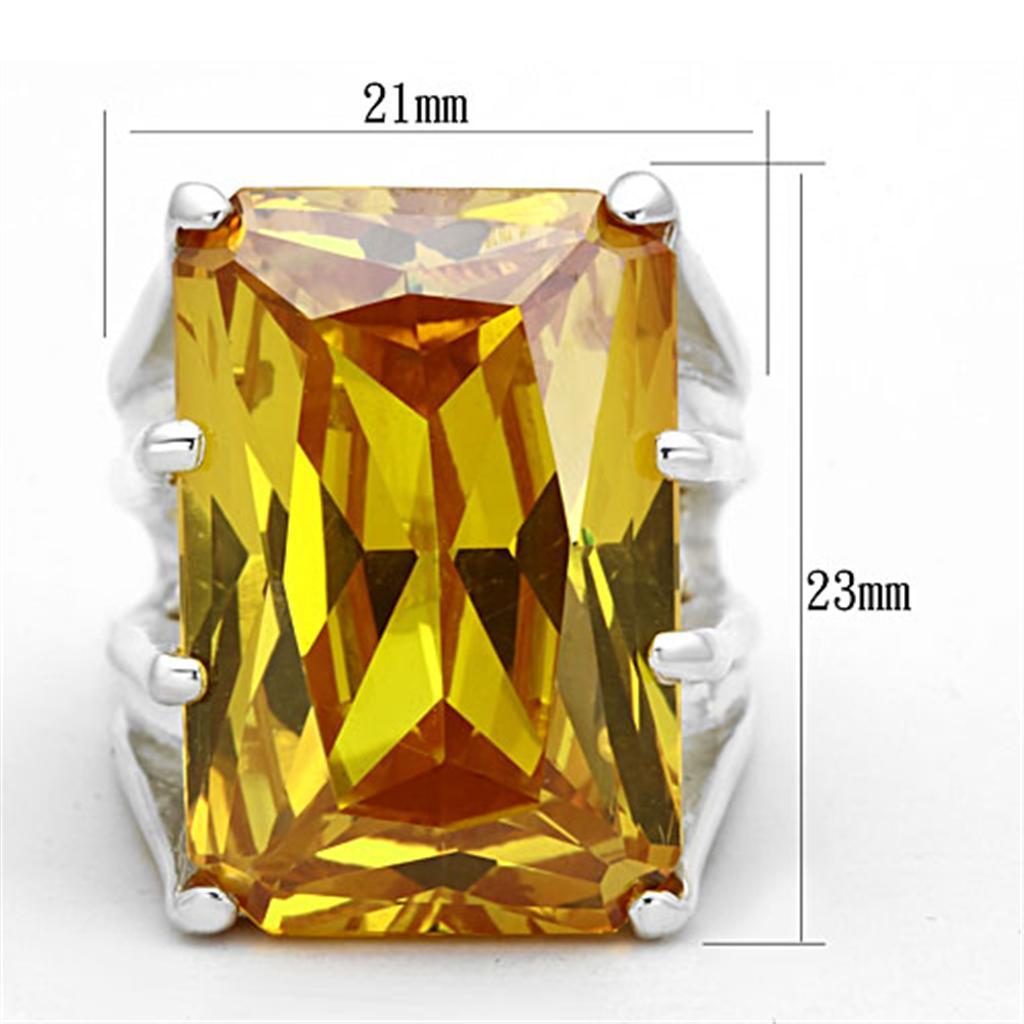 LOS665 - Silver 925 Sterling Silver Ring with AAA Grade CZ  in Topaz - Joyeria Lady