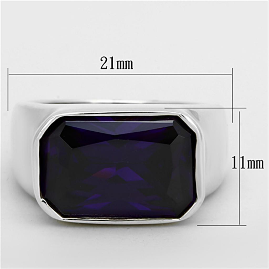LOS672 - Silver 925 Sterling Silver Ring with AAA Grade CZ  in Amethyst - Joyeria Lady