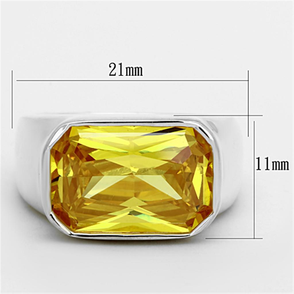 LOS674 - Silver 925 Sterling Silver Ring with AAA Grade CZ  in Topaz - Joyeria Lady