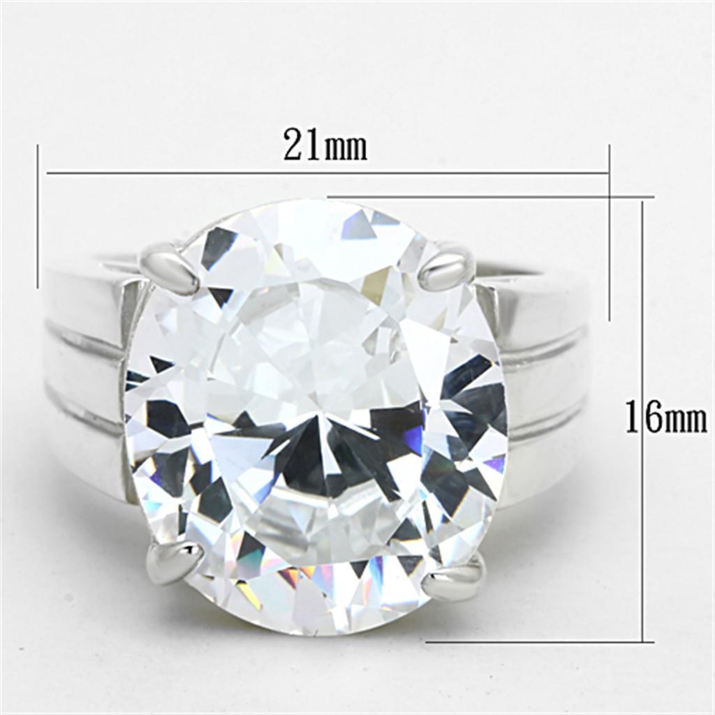 LOS675 - Silver 925 Sterling Silver Ring with AAA Grade CZ  in Clear - Joyeria Lady