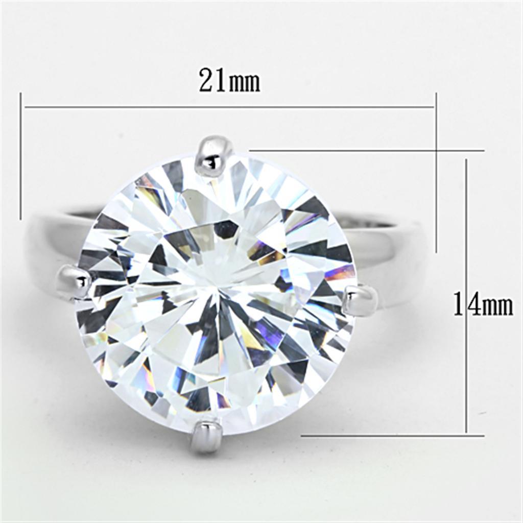 LOS681 - Silver 925 Sterling Silver Ring with AAA Grade CZ  in Clear - Joyeria Lady