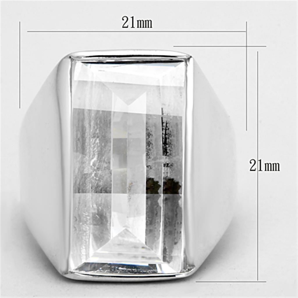 LOS690 - Silver 925 Sterling Silver Ring with AAA Grade CZ  in Clear - Joyeria Lady