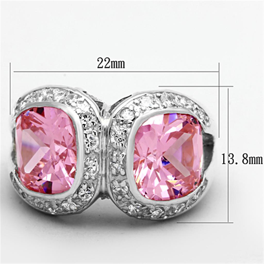 LOS697 - Silver 925 Sterling Silver Ring with AAA Grade CZ  in Rose - Joyeria Lady
