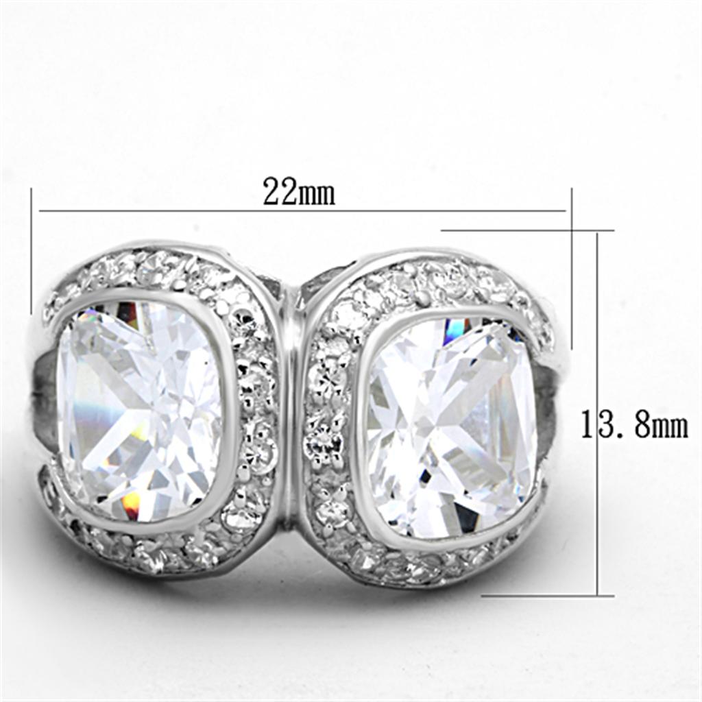 LOS698 - Silver 925 Sterling Silver Ring with AAA Grade CZ  in Clear - Joyeria Lady