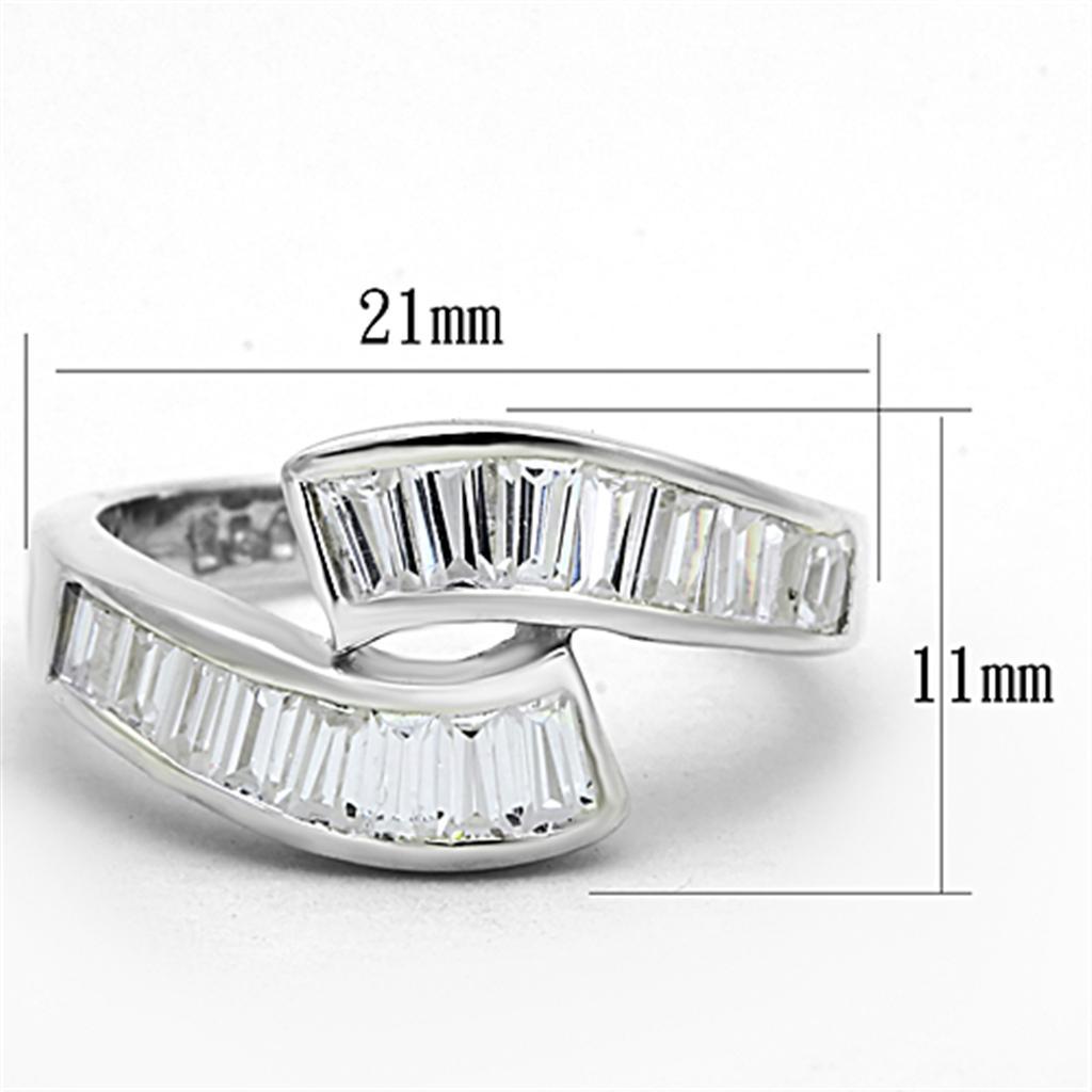 LOS705 - Silver 925 Sterling Silver Ring with AAA Grade CZ  in Clear - Joyeria Lady