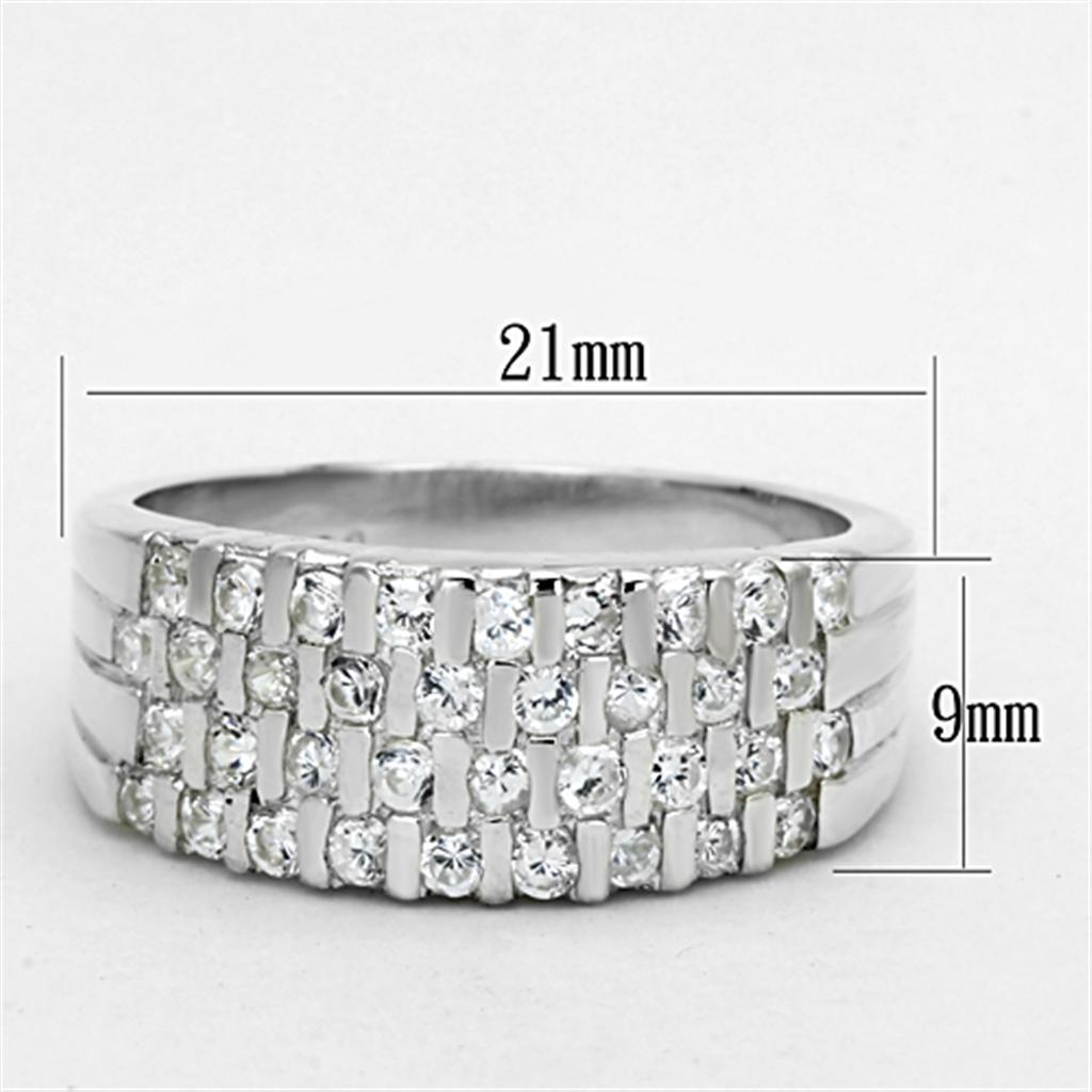 LOS707 - Silver 925 Sterling Silver Ring with AAA Grade CZ  in Clear - Joyeria Lady