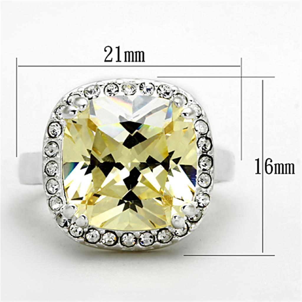 LOS718 - Silver 925 Sterling Silver Ring with AAA Grade CZ  in Citrine Yellow - Joyeria Lady