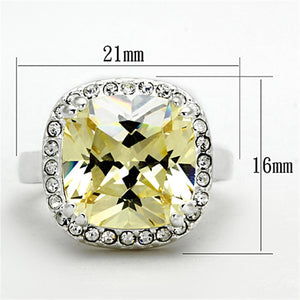 LOS718 - Silver 925 Sterling Silver Ring with AAA Grade CZ  in Citrine Yellow
