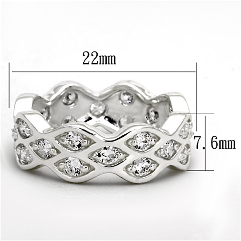 LOS727 - Rhodium 925 Sterling Silver Ring with AAA Grade CZ  in Clear - Joyeria Lady