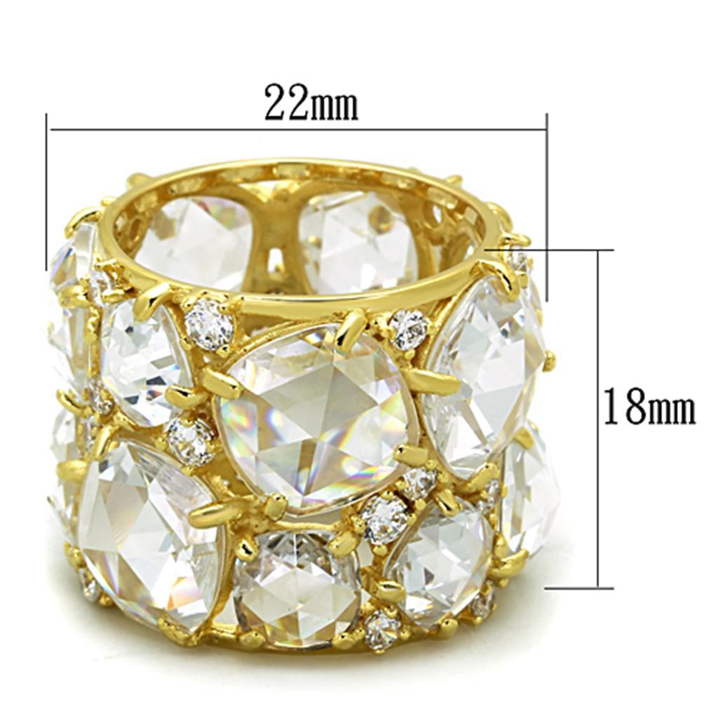 LOS765 - Gold 925 Sterling Silver Ring with AAA Grade CZ  in Clear - Joyeria Lady