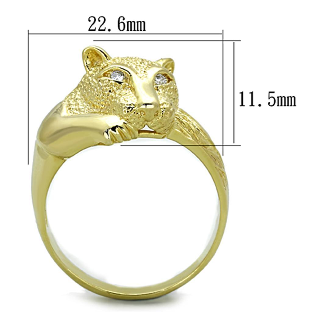 LOS770 - Gold 925 Sterling Silver Ring with AAA Grade CZ  in Clear - Joyeria Lady