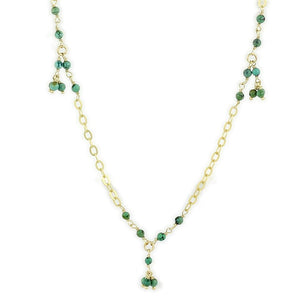 LOS794 Matte Gold 925 Sterling Silver Necklace with Semi-Precious in Emerald