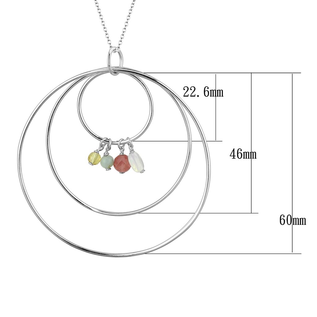 LOS795 Silver 925 Sterling Silver Necklace with Synthetic in Multi Color - Joyeria Lady