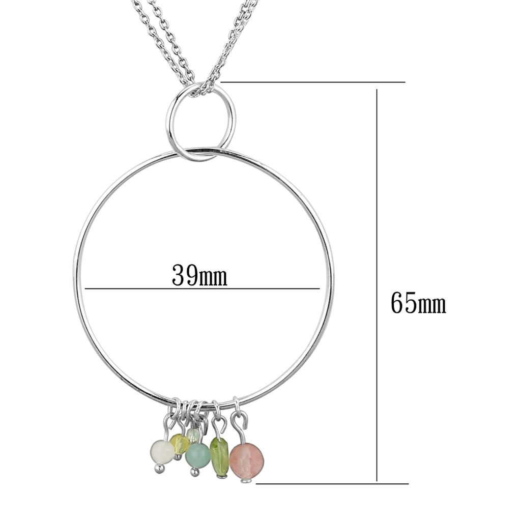 LOS796 Silver 925 Sterling Silver Necklace with Synthetic in Multi Color - Joyeria Lady