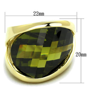 LOS819 - Gold 925 Sterling Silver Ring with AAA Grade CZ  in Olivine color