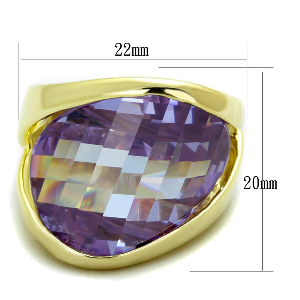LOS822 - Gold 925 Sterling Silver Ring with AAA Grade CZ  in Amethyst - Joyeria Lady