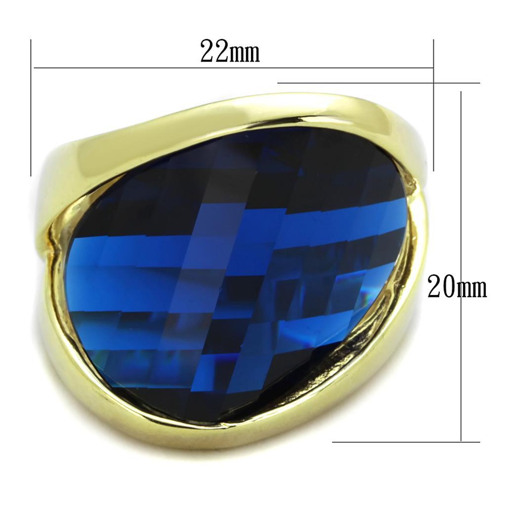 LOS825 - Gold 925 Sterling Silver Ring with Synthetic Synthetic Glass in Montana - Joyeria Lady