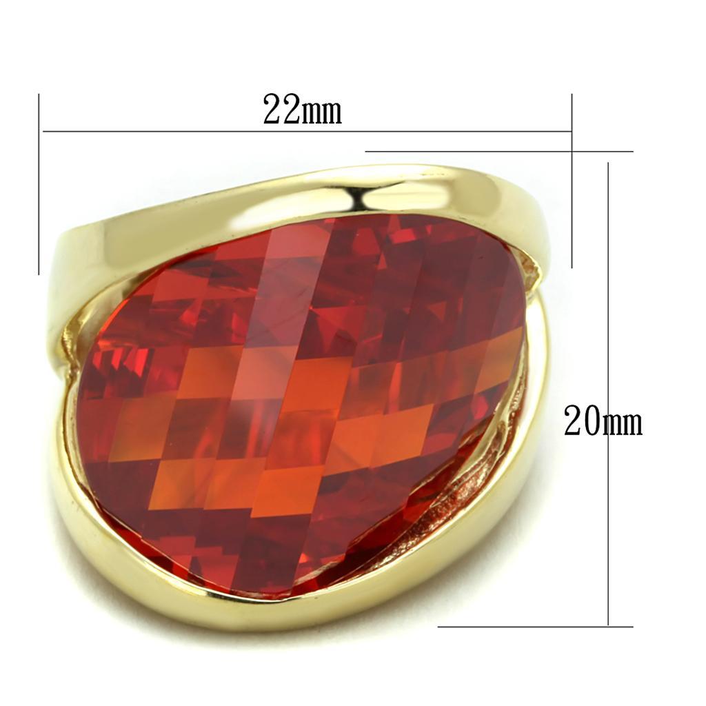 LOS828 - Gold 925 Sterling Silver Ring with AAA Grade CZ  in Orange - Joyeria Lady