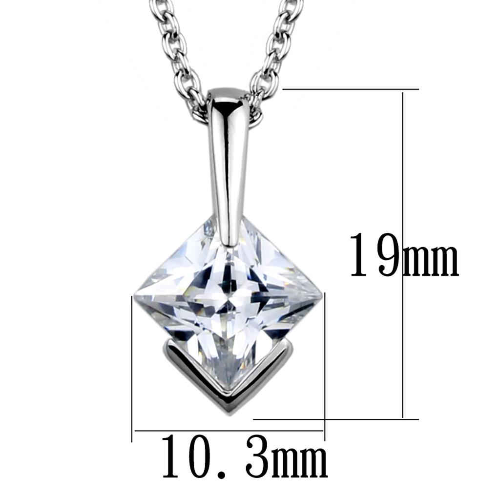 LOS849 Rhodium 925 Sterling Silver Necklace with AAA Grade CZ in Clear - Joyeria Lady