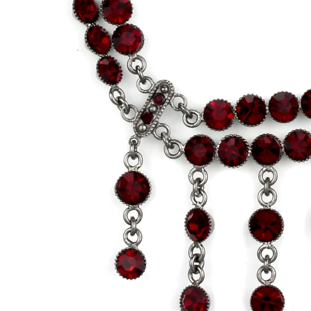 LOS865 Ruthenium 925 Sterling Silver Necklace with Top Grade Crystal in Siam - Joyeria Lady