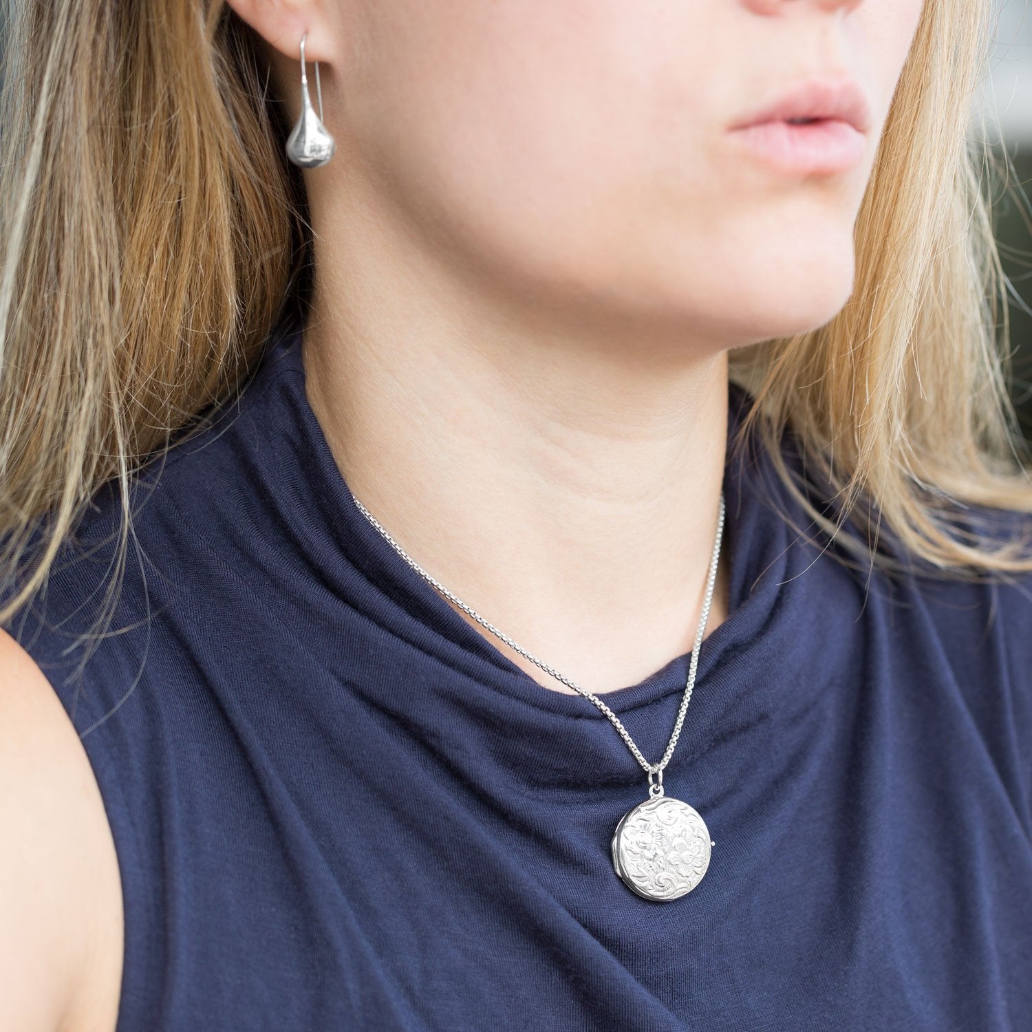 Oxidized Rounded Box Chain Necklace (1.6mm) - Joyeria Lady