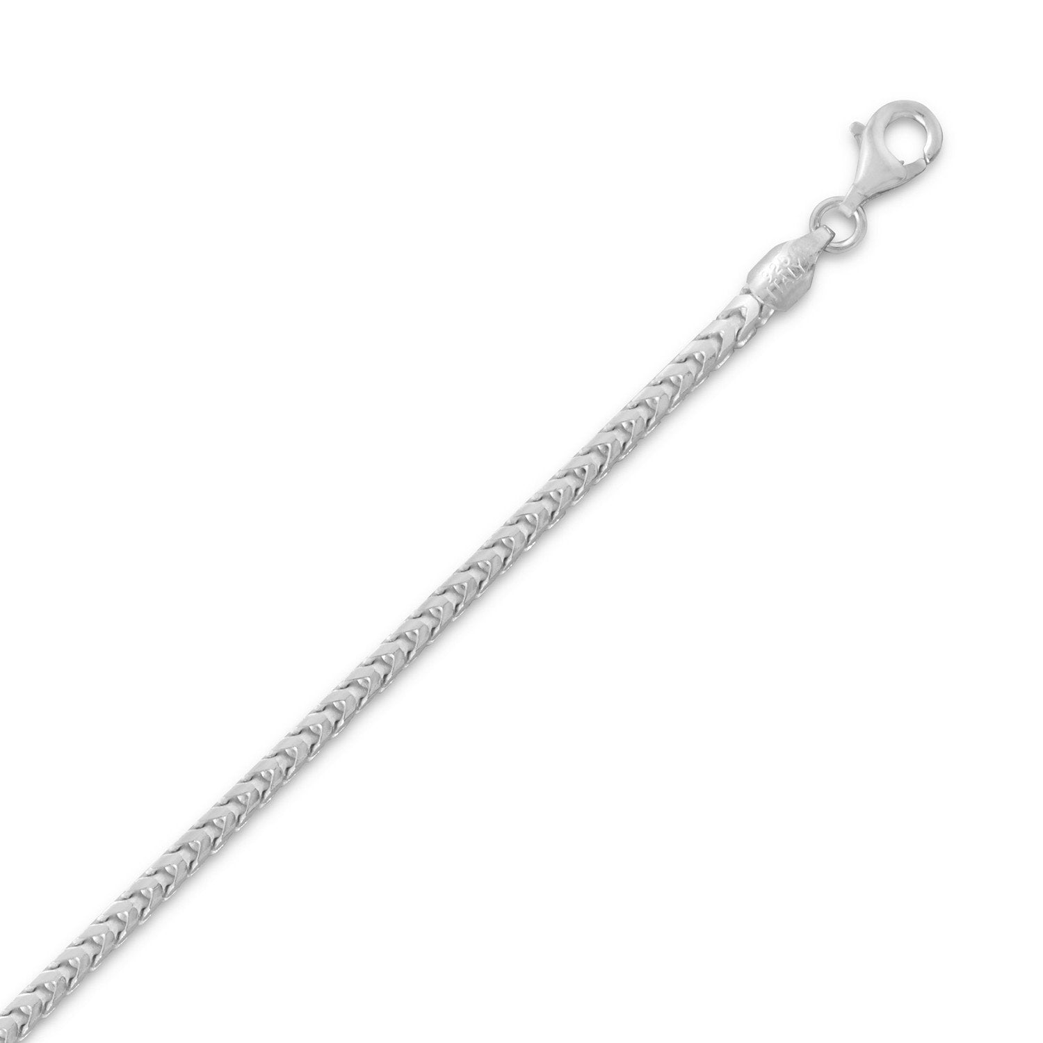 Rhodium Plated Franco Chain Necklace (2.4mm) - Joyeria Lady