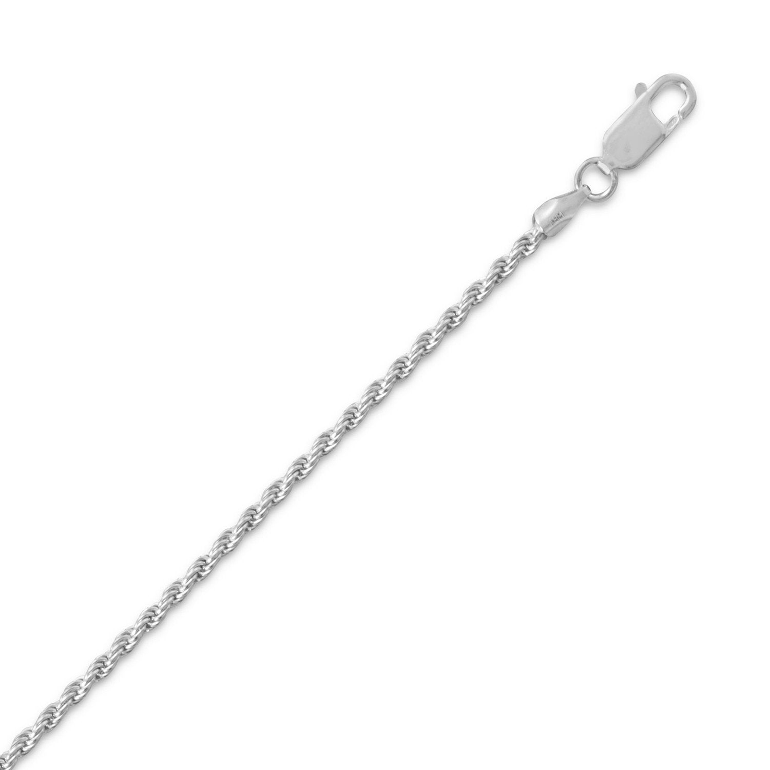 040 Rhodium Plated Rope Chain Necklace (1.8mm) - Joyeria Lady