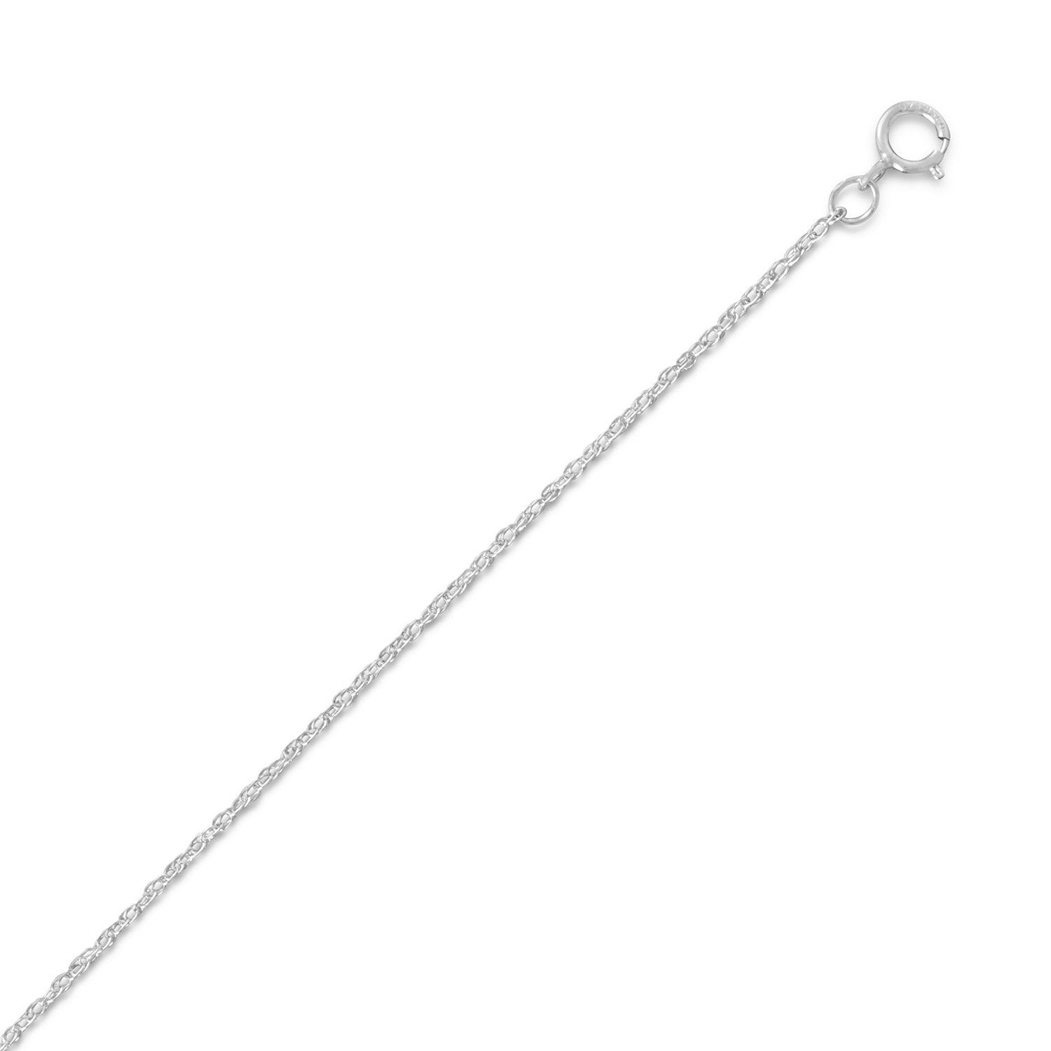 Rhodium Plated Light Rope Chain Necklace (1.1mm) - Joyeria Lady