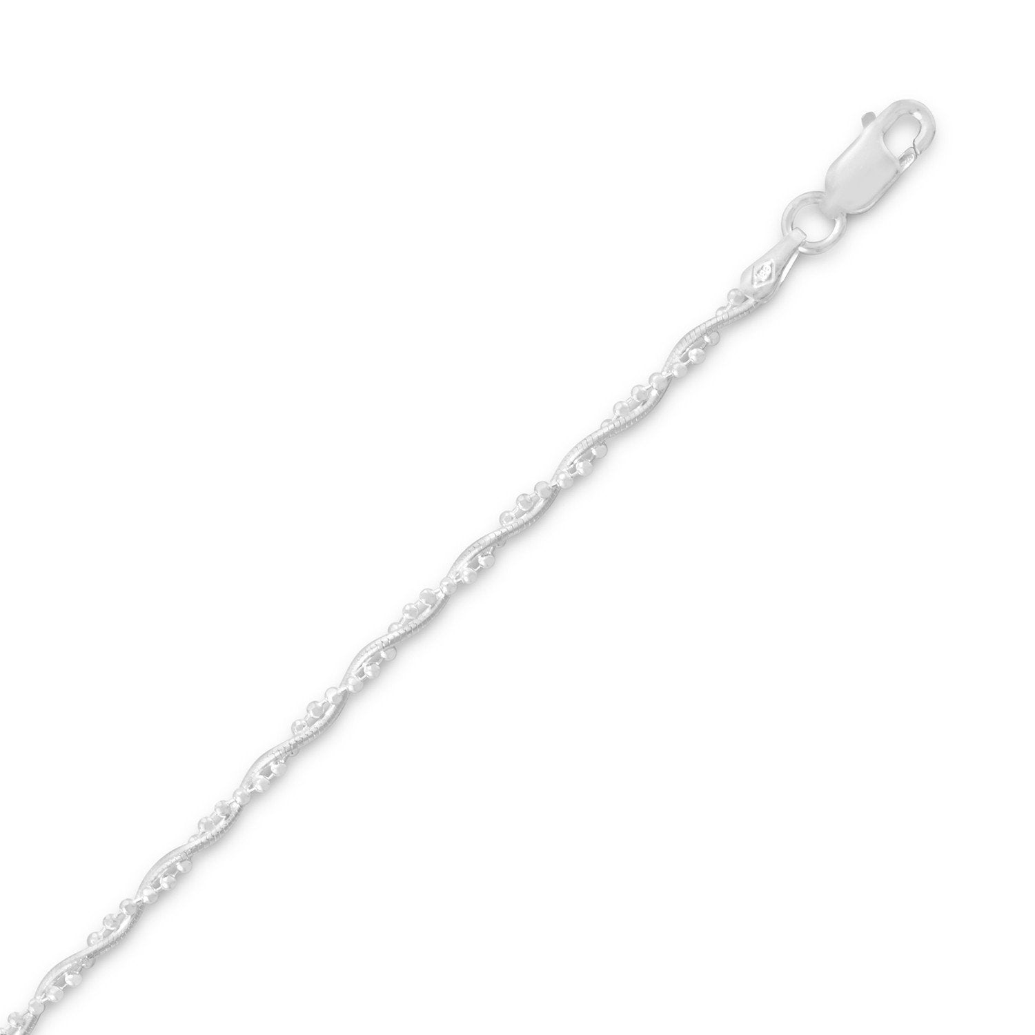 010 Snake Chain with 1mm Faceted Bead Twist Chain (2mm) - Joyeria Lady