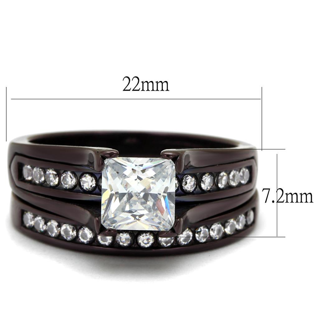 TK0W383DC - IP Dark Brown (IP coffee) Stainless Steel Ring with AAA Grade CZ  in Clear - Joyeria Lady