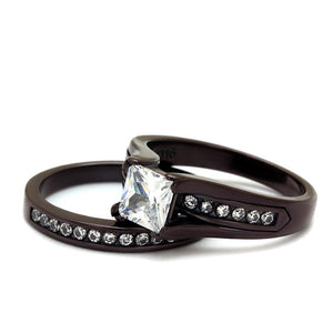 TK0W383DC - IP Dark Brown (IP coffee) Stainless Steel Ring with AAA Grade CZ  in Clear