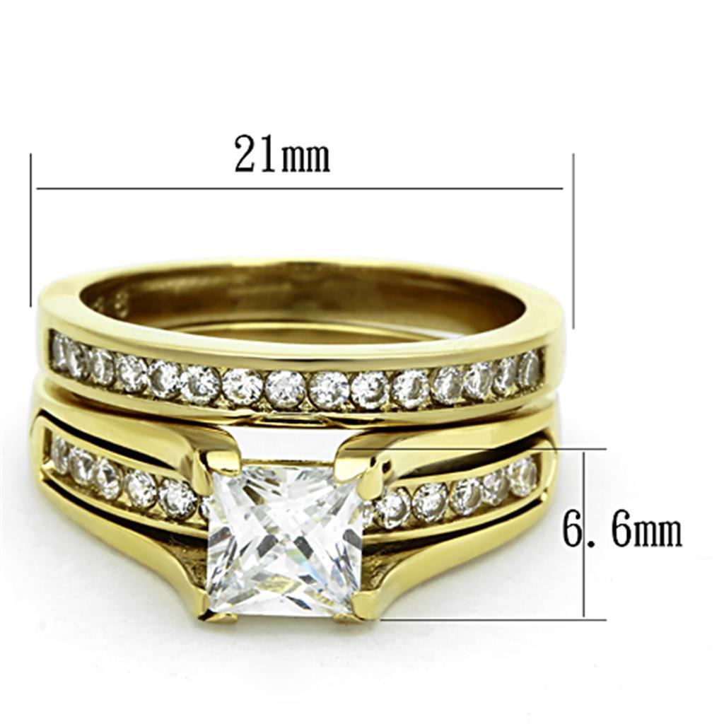 TK0W384 - IP Gold(Ion Plating) Stainless Steel Ring with AAA Grade CZ  in Clear - Joyeria Lady
