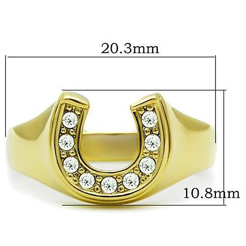 TK10616G - IP Gold(Ion Plating) Stainless Steel Ring with Top Grade Crystal  in Clear - Joyeria Lady