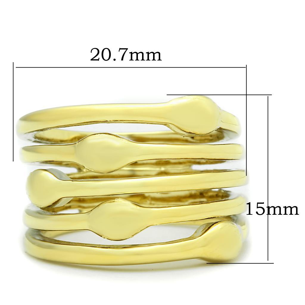 TK106G - IP Gold(Ion Plating) Stainless Steel Ring with No Stone - Joyeria Lady