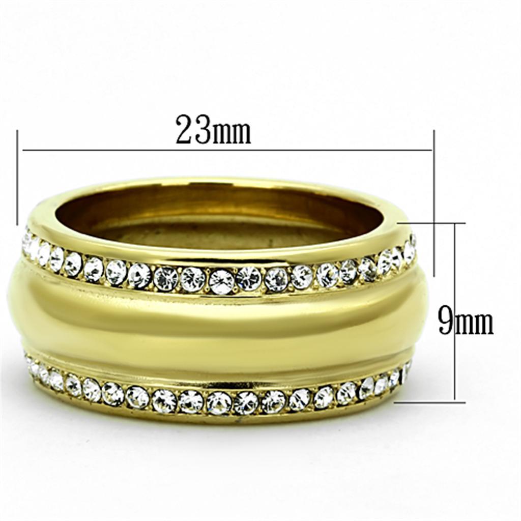 TK1096 - IP Gold(Ion Plating) Stainless Steel Ring with Top Grade Crystal  in Clear - Joyeria Lady