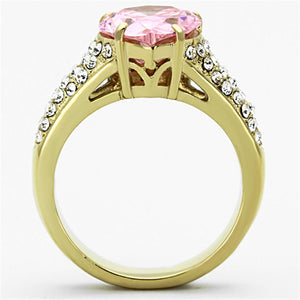 TK1098 - IP Gold(Ion Plating) Stainless Steel Ring with AAA Grade CZ  in Rose