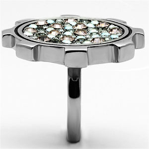TK1113 - High polished (no plating) Stainless Steel Ring with Top Grade Crystal  in Multi Color