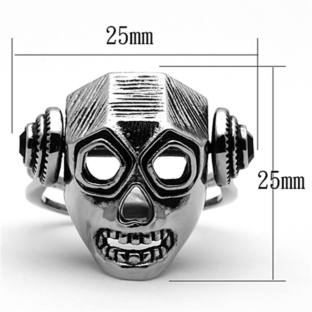 TK1115 - High polished (no plating) Stainless Steel Ring with Top Grade Crystal  in Jet - Joyeria Lady