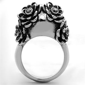 TK1117 - High polished (no plating) Stainless Steel Ring with Top Grade Crystal  in Siam